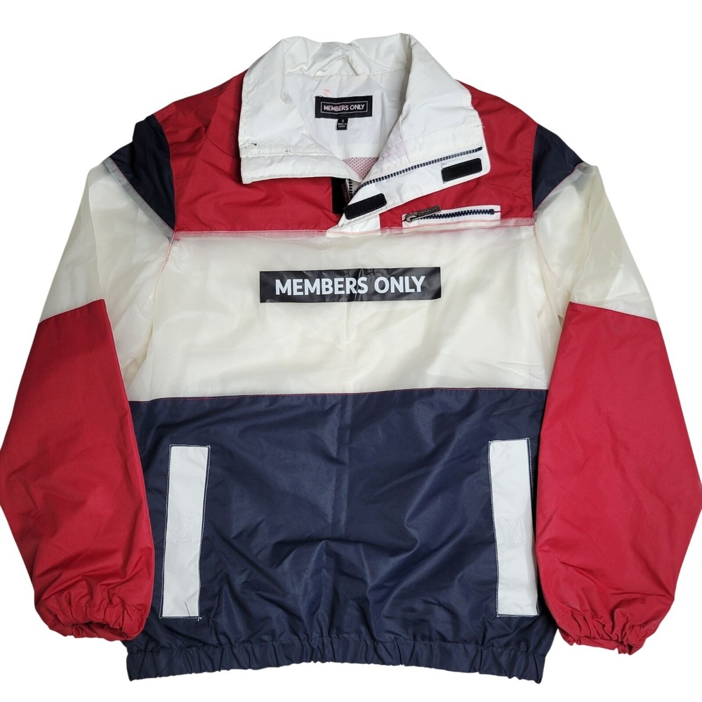 Members Only Colorblock Pullover Jacket Small Red‎ White & Navy
